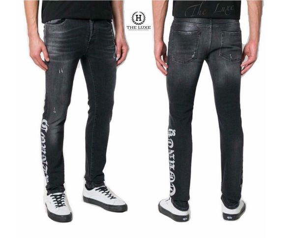 Jeans Marcelo Burlon lông chuột chữ trắng