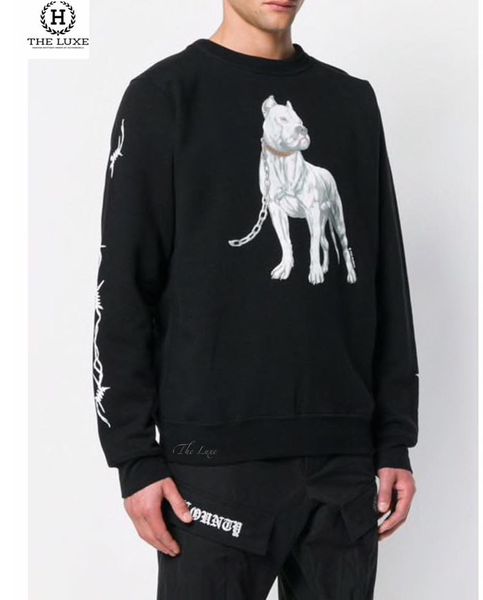 Áo nỉ Marcelo Burlon đen dài tay hình Dogo