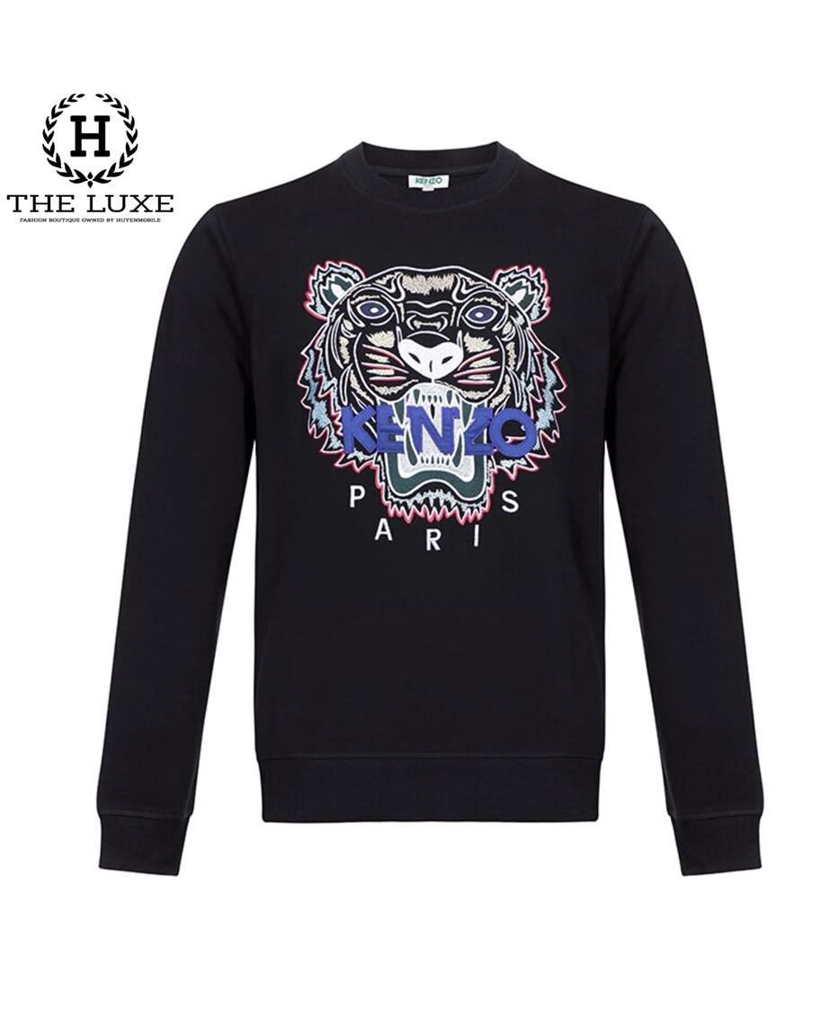 Áo nỉ Kenzo hình hổ chữ xanh