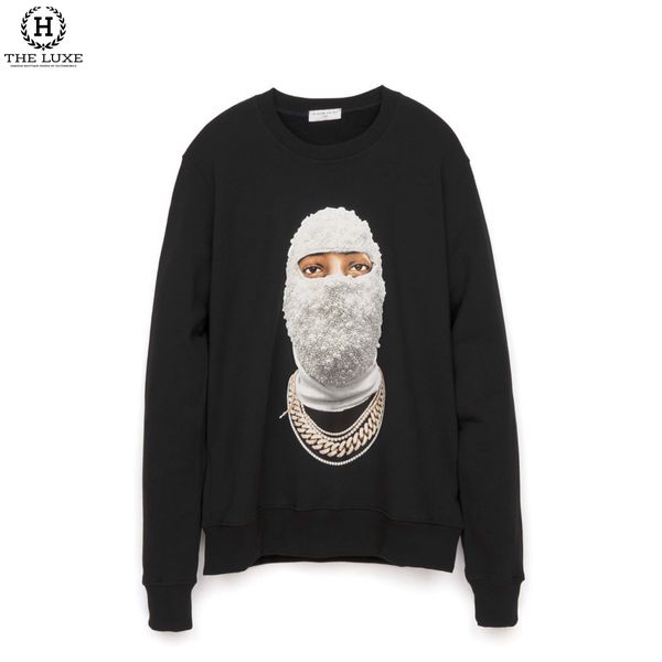 Áo Nỉ Ih Nom Uh Nit Gold Face Crewneck Black