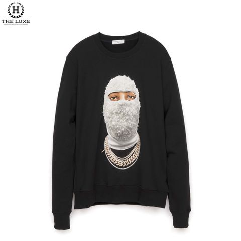  Áo Nỉ Ih Nom Uh Nit Gold Face Crewneck Black 