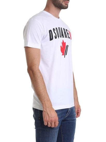 T-shirt Dsquared2 Chữ Lá Đỏ Đen