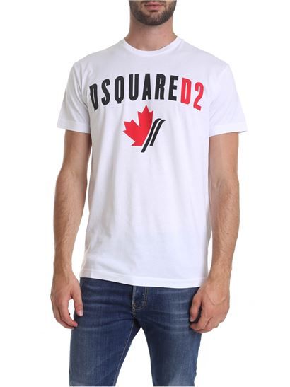 T-shirt Dsquared2 Chữ Lá Đỏ Đen