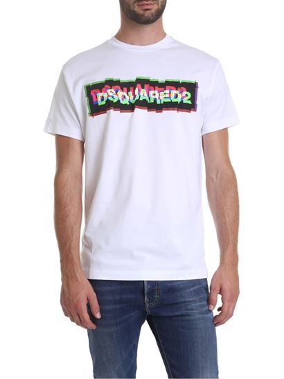 T-shirt Dsquared2 Trắng Chữ Đen Hồng