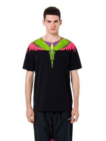 T-shirt Marcelo Burlon Đen Cánh Chim Nhiều Màu