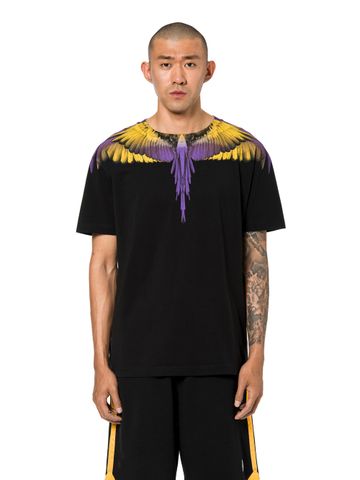  T-shirt Marcelo Burlon Đen Canh Chim Tím Vàng 