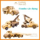 Combo 4 Xe Công Trình - Đồ Chơi Gỗ Trẻ Em Chàng Trai Gỗ