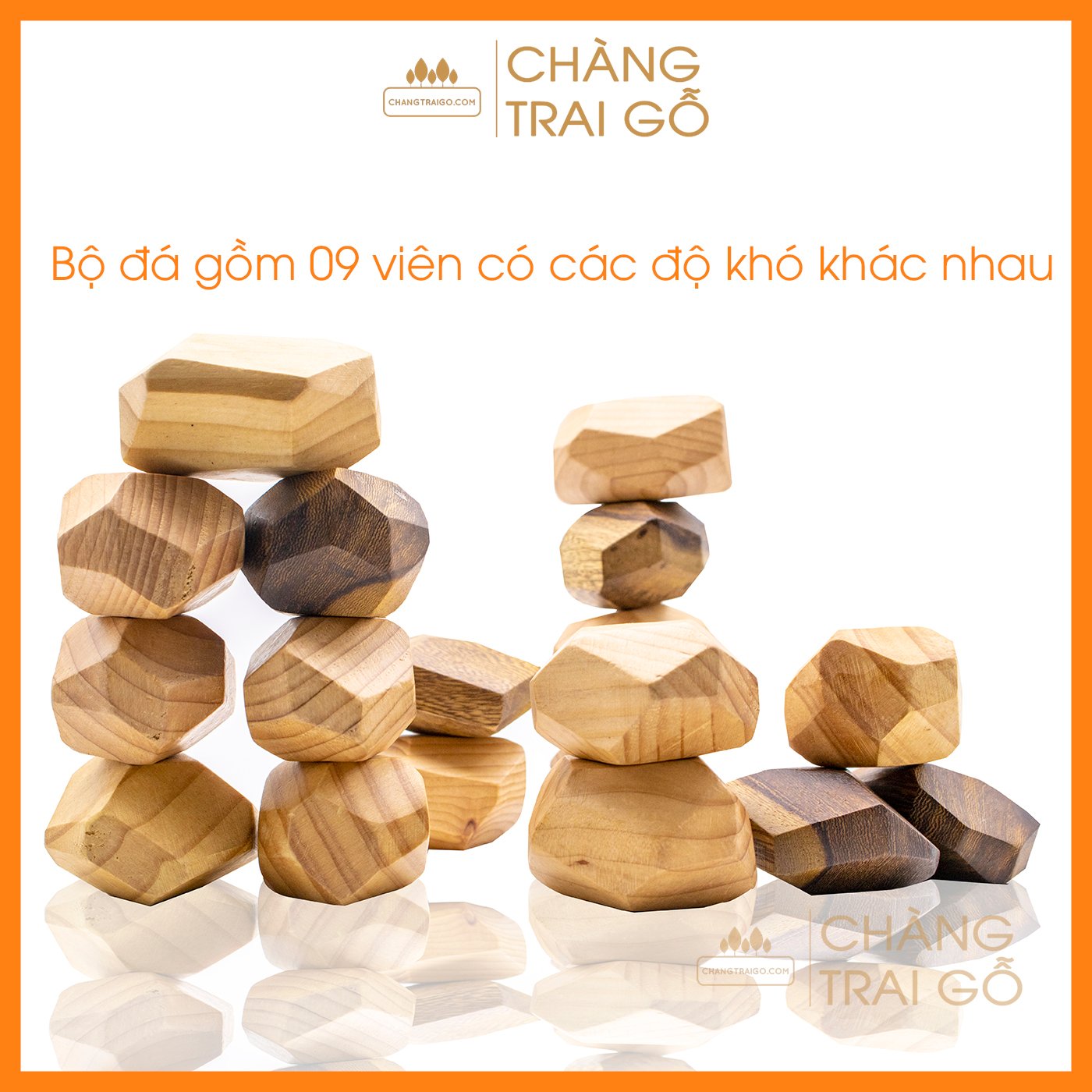 Đá Gỗ Cân Bằng Tumi ishi ( 9 Viên) - Đồ Chơi Gỗ Trẻ Em Chàng Trai Gỗ