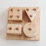 Bộ thả hình khối trụ bằng gỗ, đồ chơi Montessori wood puzzle trí tuệ