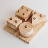 Bộ thả hình khối trụ bằng gỗ, đồ chơi Montessori wood puzzle trí tuệ
