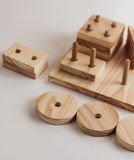 Bộ thả hình khối trụ bằng gỗ, đồ chơi Montessori wood puzzle trí tuệ