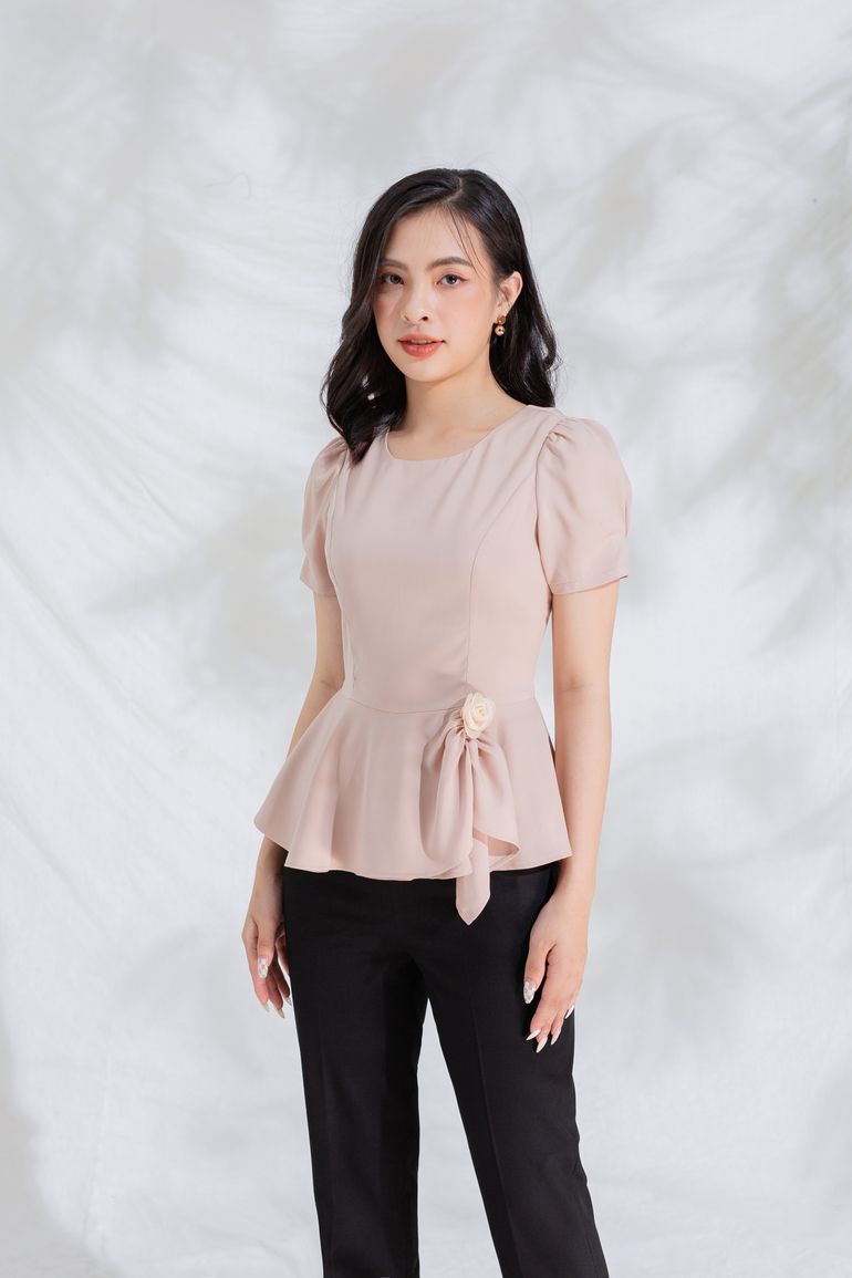  ÁO PEPLUM PHỐI HOA 5652 