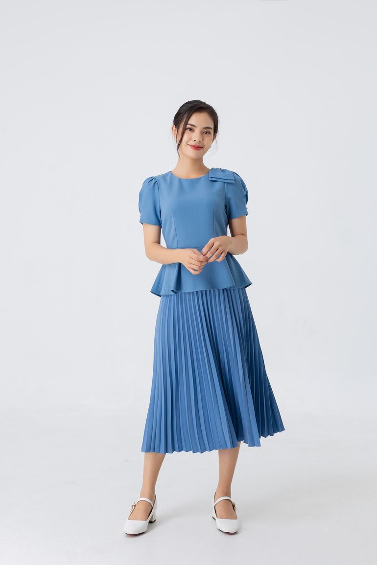  ÁO PEPLUM NƠ NGỌC 5707 