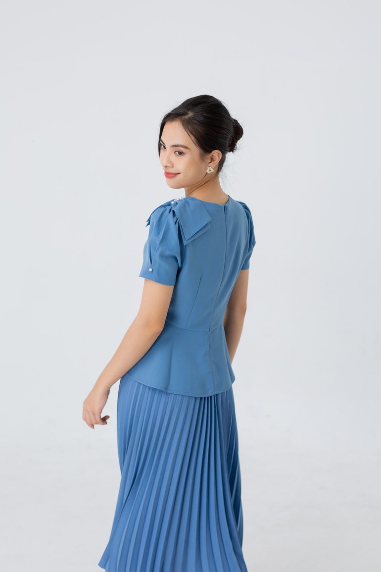  ÁO PEPLUM NƠ NGỌC 5707 