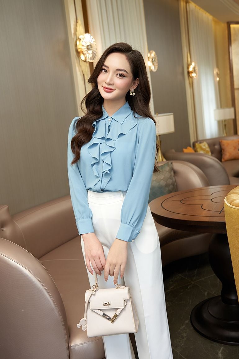 12 Mẫu áo sơ mi bánh bèo tiểu thư Hàn Quốc tay phồng đẹp Phong cách #32 12 Mẫu áo sơ mi bánh bèo tiểu thư Hàn Quốc tay phồng đẹp Phong cách