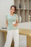  ÁO PEPLUM CHẤM BI NHÚN EO 5814 