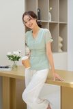  ÁO PEPLUM CHẤM BI NHÚN EO 5814 