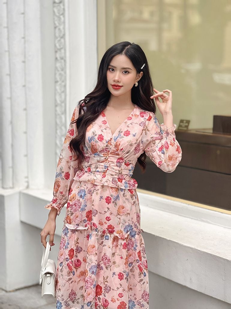  ĐẦM HOA NHẸ NHÀNG 3496 