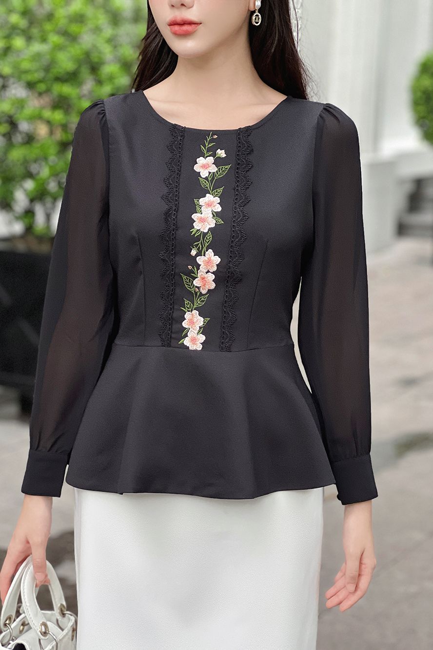  ÁO PEPLUM THÊU HOA 5794 