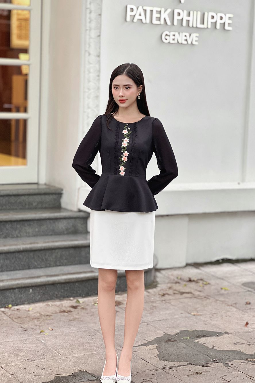  ÁO PEPLUM THÊU HOA 5794 