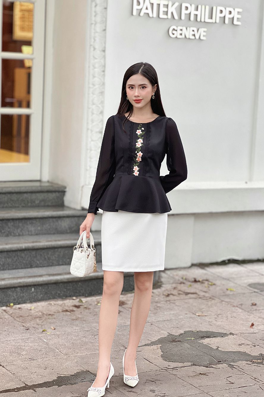  ÁO PEPLUM THÊU HOA 5794 