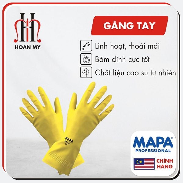  Găng tay cao su đa năng rửa bát, vệ sinh nhà cửa có lót lông Vital 124 Mapa 
