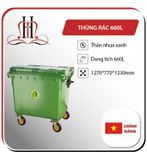 Thùng rác nhựa 660 lít chất liệu HDPE