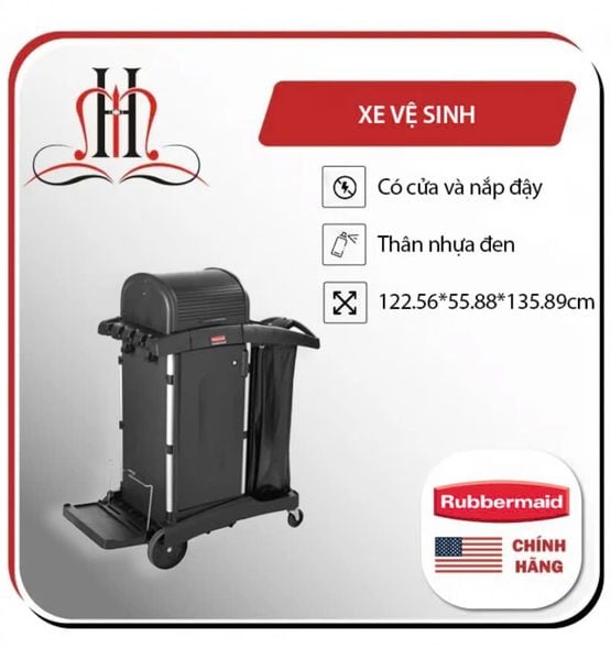  Xe dọn vệ sinh có cửa và mui xe Rubbermaid 1861427 