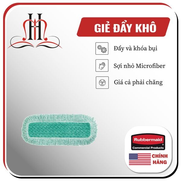  Giẻ đẩy bụi Rubbermaid HYGEN™ MICROFIBER DUST PAD, FRINGE, GREEN 