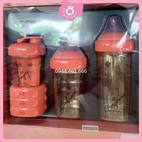 Bộ Hộp Quà Bình Sữa HG E Collection màu Hồng Cam San Hô