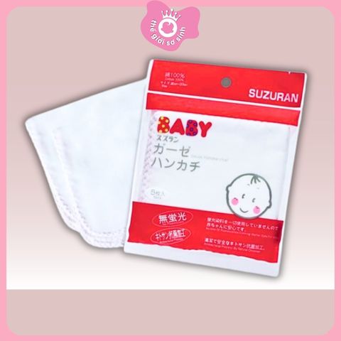 (Tặng 1 khẩu trang xô) Khăn Sữa Kháng Khuẩn Chitosan Suzuran 10 cái/ set (goi) - Dùng ngay Cho Bé