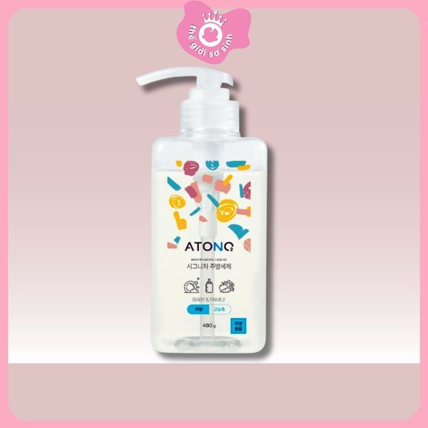 Atono2 Nước Rửa Bình, Rau Củ Và Chén Bát Thuần Chay Đậm Đặc Cho Bé Từ 0+m/ Không Mùi 480g