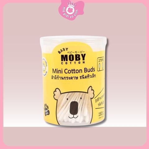 Bông tăm Baby Moby cỡ nhỏ vệ sinh cho bé sơ sinh (Hộp 150 chiếc)