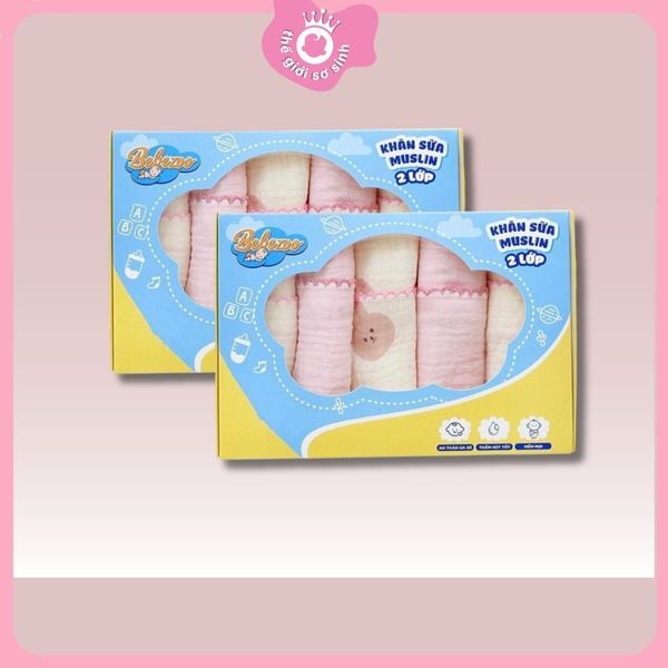 Bebezoo Khăn sữa xô muslin cho bé size 28x28cm / 1 hộp 5 khăn