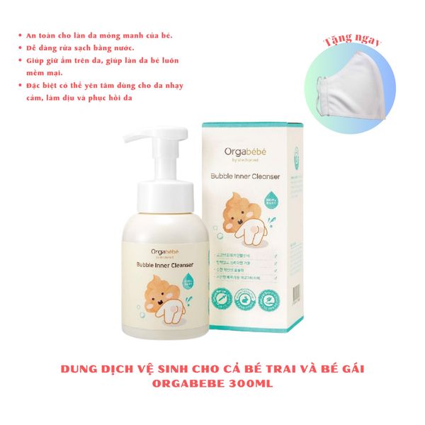(Quà tặng)Dung dịch vệ sinh hữu cơ dạng bọt cho bé 0m+ Orgabebe 300ml