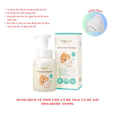 (Qua-tang)Dung-dich-ve-sinh-huu-co-dang-bot-cho-be-0m+-Orgabebe-300ml