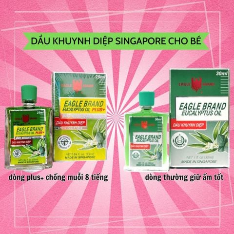 Dầu Khuynh Diệp Singapore cho bé  30ml/ 25ml dòng plus+ chống muỗi 8 tiếng cho bé