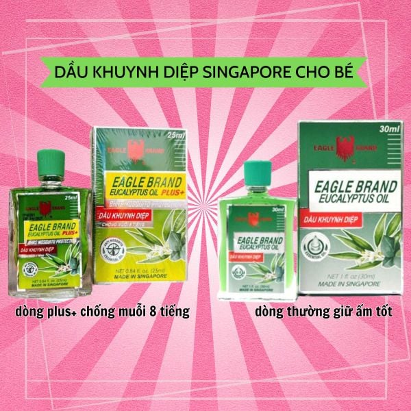 Dầu Khuynh Diệp Singapore cho bé  30ml/ 25ml dòng plus+ chống muỗi 8 tiếng cho bé