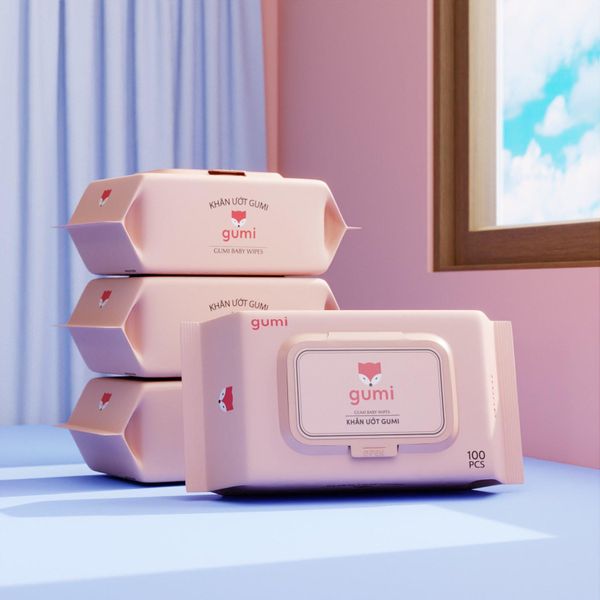 Khăn ướt Gumi 100 tờ/ bịch không mùi, an toàn cho bé sơ sinh