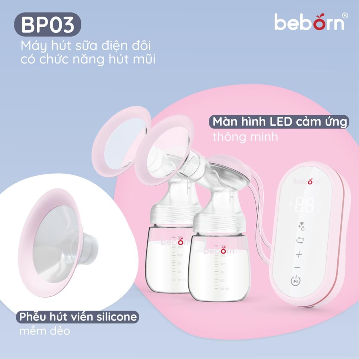  (Deal tiết kiệm) Máy hút sữa điện đôi Beborn BP001 / BP002/ BP003HP  cho mẹ - bảo hành 1 năm 
