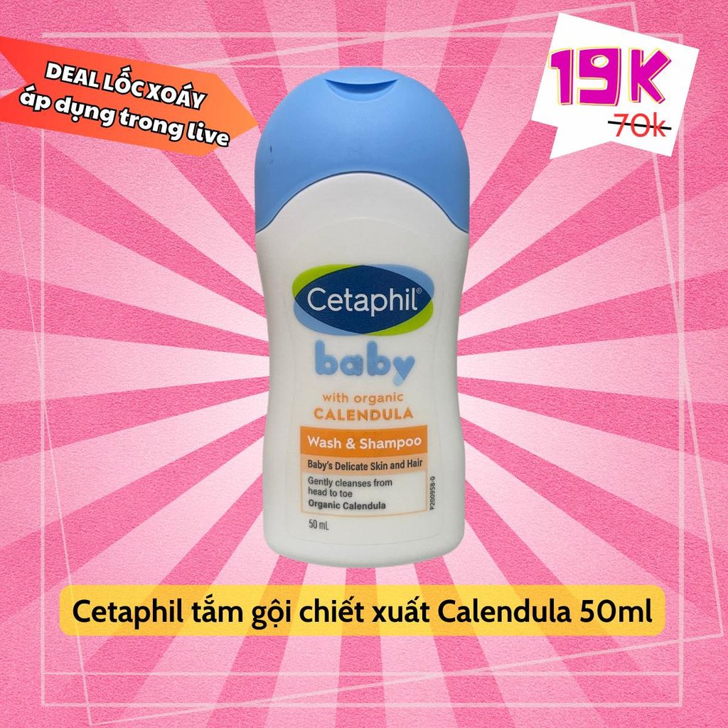  (Deal trong live) Cetaphil tắm gội chiết xuất hoa cúc hữu cơ chai 50ml Cho Bé 