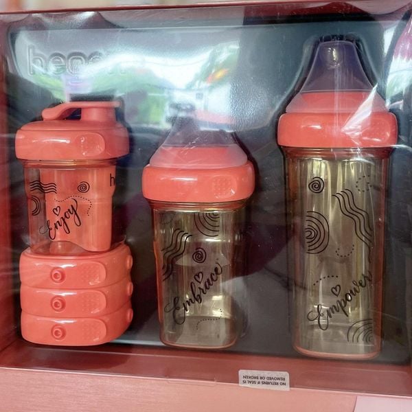 Bộ Hộp Quà Bình Sữa HG E Collection màu Hồng Cam San Hô