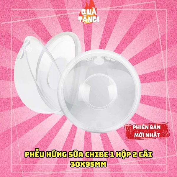 Set 2 phễu hứng sữa rảnh tay Chibe, có đệm silicon tự hít vào ngực