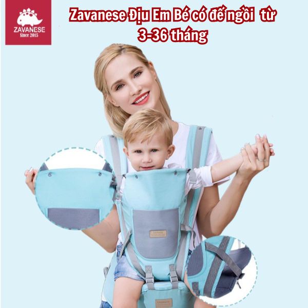 Địu em bé Zavanese kèm đế ngồi có đỡ cổ, trợ lực chống gù 9 tư thế cho bé 0-36M