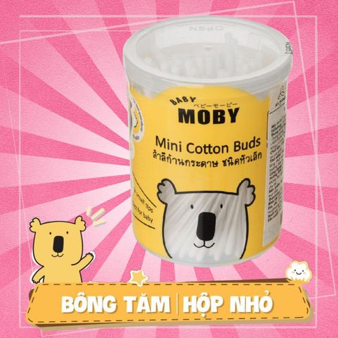 Bông tăm Baby Moby cỡ nhỏ vệ sinh cho bé sơ sinh (Hộp 150 chiếc)