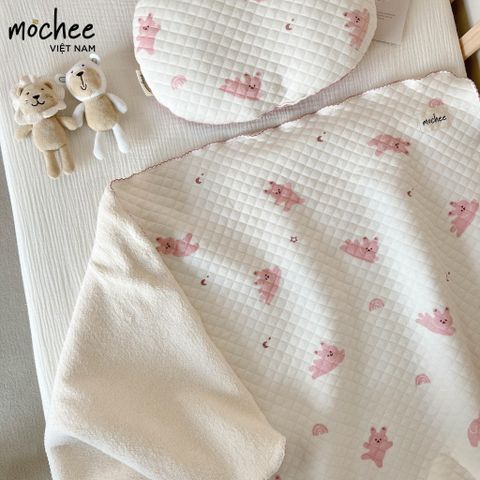Mochee Chăn Cotton Vải Cotton Trần Bông Lụa Thỏ Vải Cotton