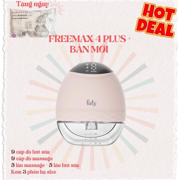 (Tặng 2 mieng bim momorabit)-Máy hút sữa rảnh tay Fatzbaby Freemax 4 plus + bản mới nhất - bảo hành 1 năm