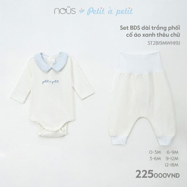 Nous Premium Set body áo tay dài phối kèm quần cho bé sơ sinh