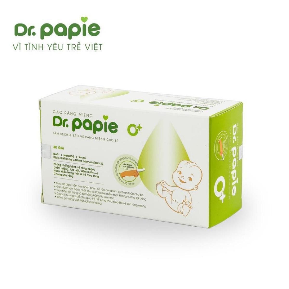  Gạc rơ lưỡi Dr Papie - Hộp 30 túi Cho Bé 