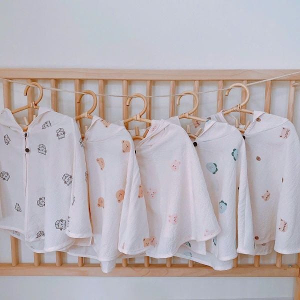 Monona Áo Choàng Muslin Sử Dụng 4 Mùa Có Mũ Kính cho bé / freesize từ 3,5-12kg Xô Muslin